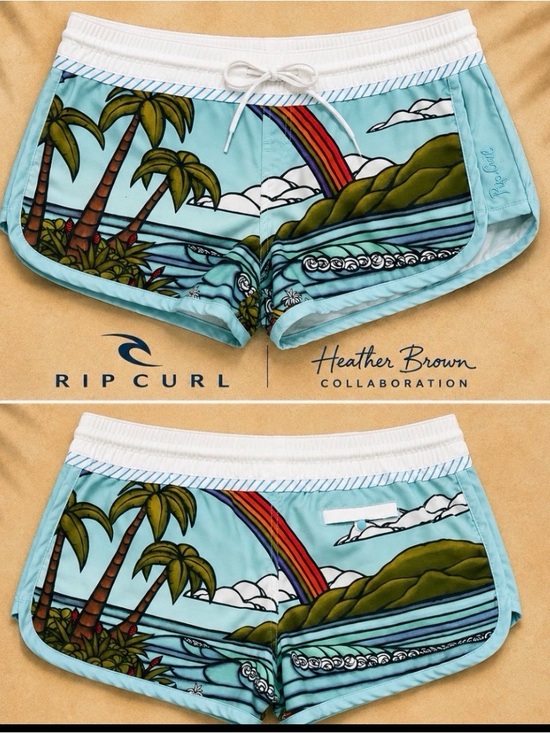 Rip Curl Pants - Rip Curl Women's Heather Brown Board Shorts L Y2K Hawaii Surf Swim Rare Tropical